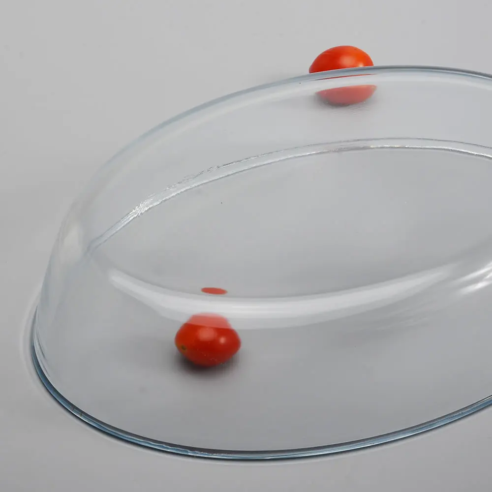 Unbreakable Round High Borosilicate Microwave Safe Food Glass Tray Fish Dish