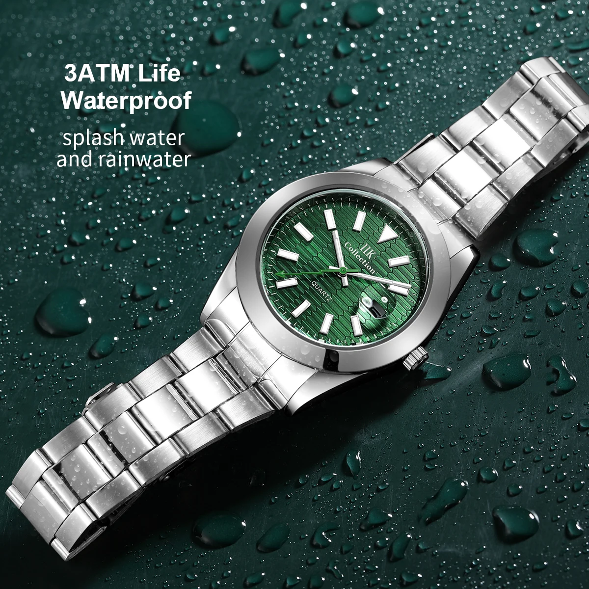 IIK GB860B 2022 New Green Dial OEM Custom Logo Men Watch Quartz Waterproof Calendar Steel Band Mens Watch