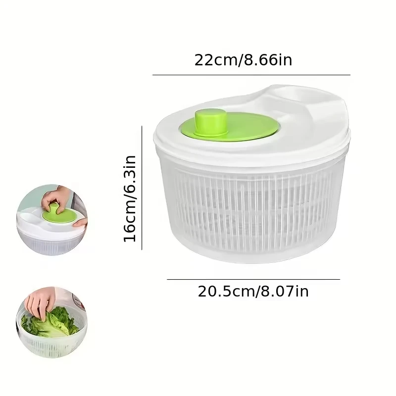 3L Manual Rotation Dehydration Salad Spinner Dryer Kitchen Vegetable Spinner Major Salad Spinner