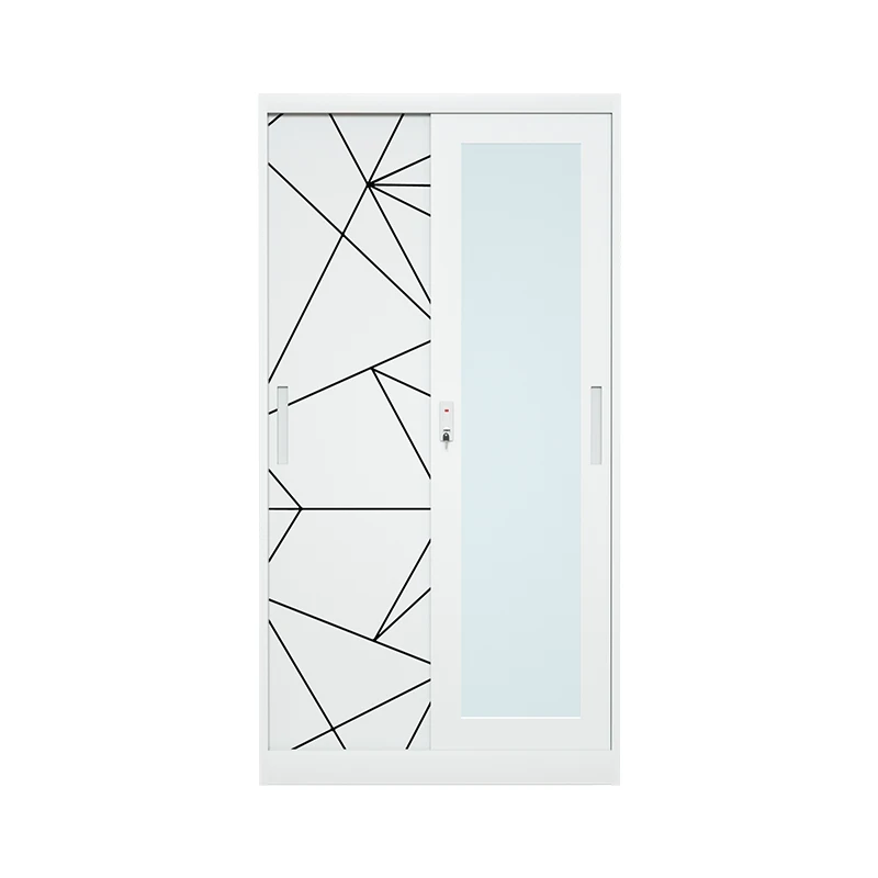 Wholesale Metal Steel Wardrobe Locker Bedroom Storage Clothes Wardrobe Cabinet with mirror