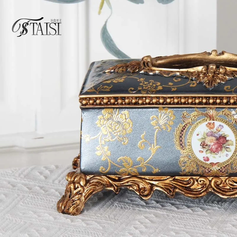 RS061 Antique resin napkins & tissue holder Arab resin craft sculpture tissue box French furniture antique