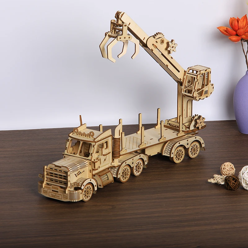 DIY Wood Puzzle model kit car Truck Crane stereo model diy assembly wooden 3d puzzle toy