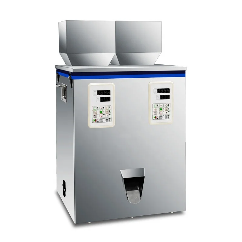 200g Double Heads Table Top Filling Machine For Both Particle &granule& Spice Dry Powder Packaging Weighing Filling Machine