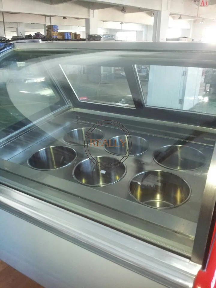 Curved Glass Commercial Giant Gelato Ice Cream Cone Display Chest Freezer Showcase Cabinet for Sale