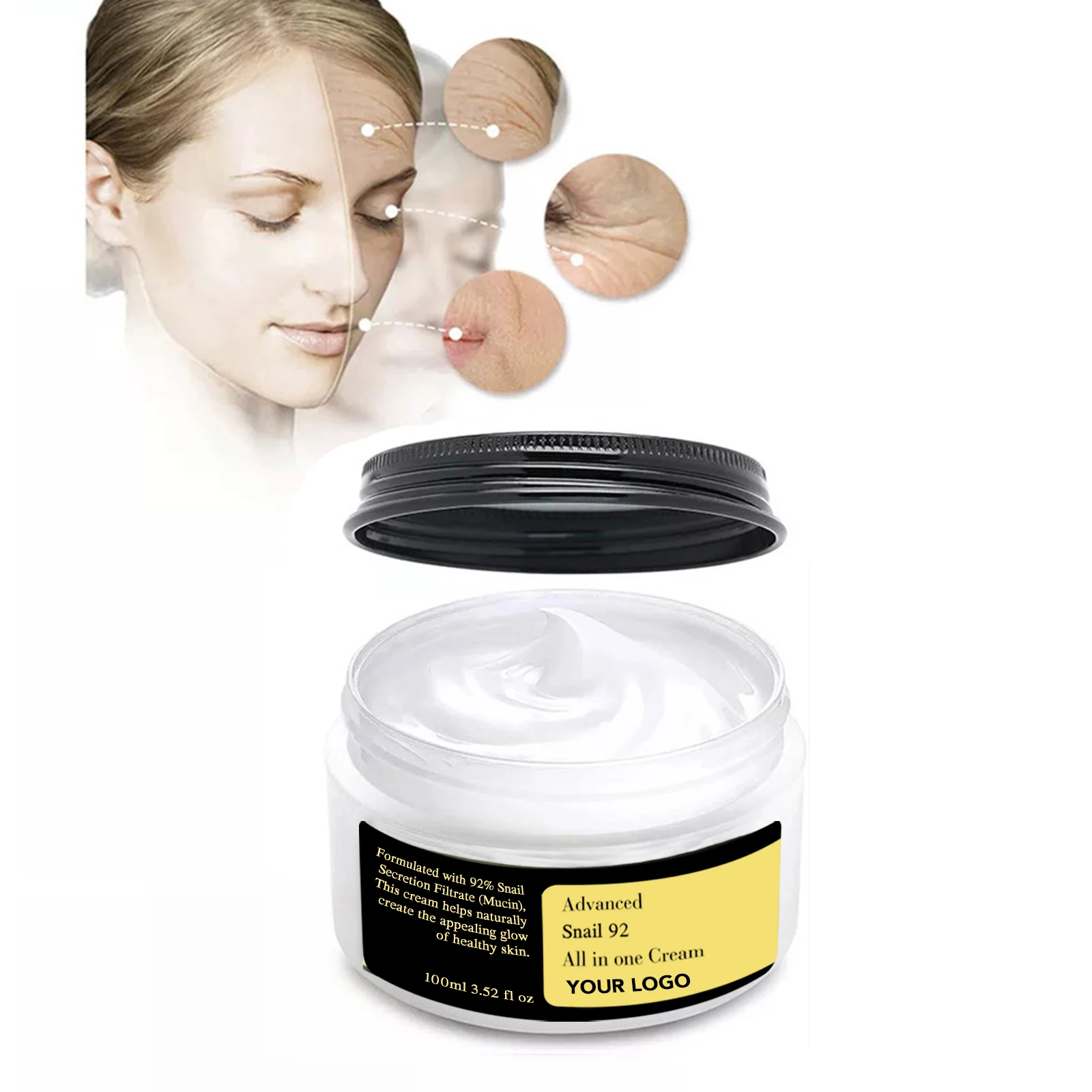 Snail repair day and night whitening cream snail collagen firming snail mucin antiaging cream