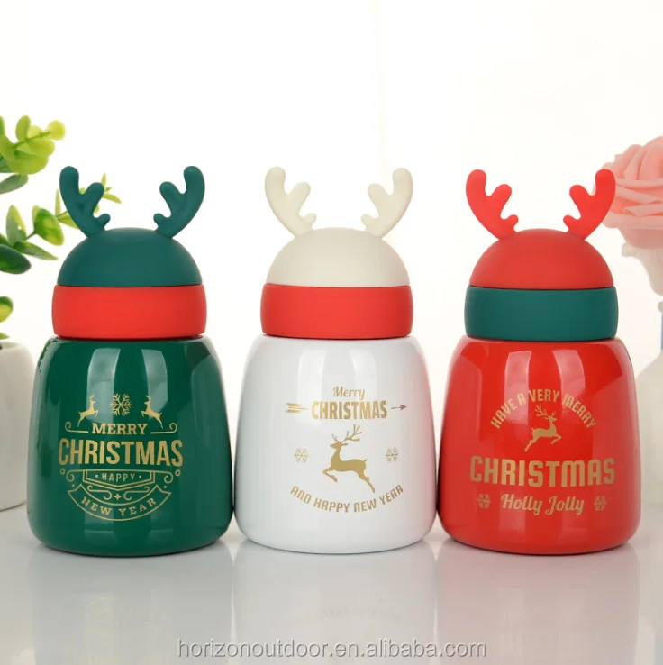 Big belly creative cute fun Christmas elk insulation Cup small cute pet antler water cup fall proof water bottle