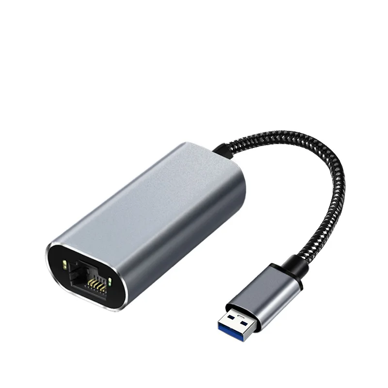 Aluminium Alloy USB-C to RJ45 Gigabit Ethernet Adapter USB 3.0 Type-C to RJ-45 Hub with Led Supports 10/100/1000Mb/s