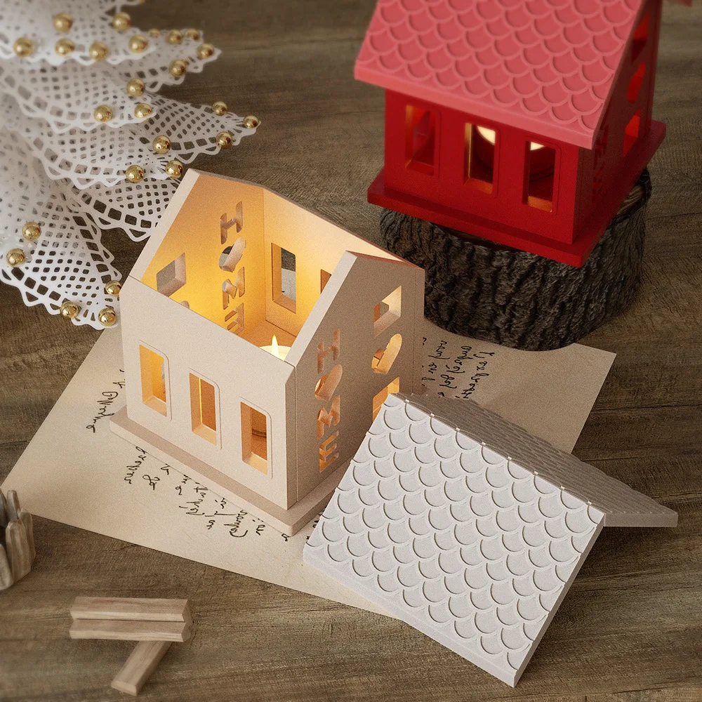 HY 4Pcs Art House Shape Resin Silicone Molds for DIY Christmas Epoxy Resin Casting Craft Desktop Ornaments Table