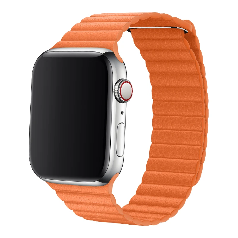 Сменный магнитный ремешок кожаный совместимый с Apple Watch серии 44 мм