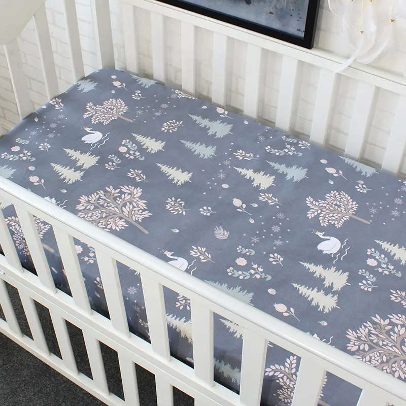 China cheap high quality cute comfortable wholesale custom print organic jersey cotton fitted cot crib sheet for baby