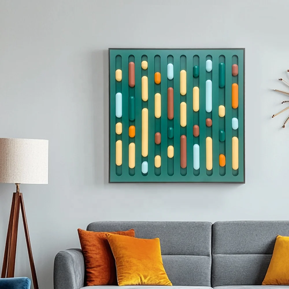 JZ Modern Large 3D  Home Decor Wood Carving Painting Mixed Media Art Artwork Handmade Abstract Wooden Wall Art Frames