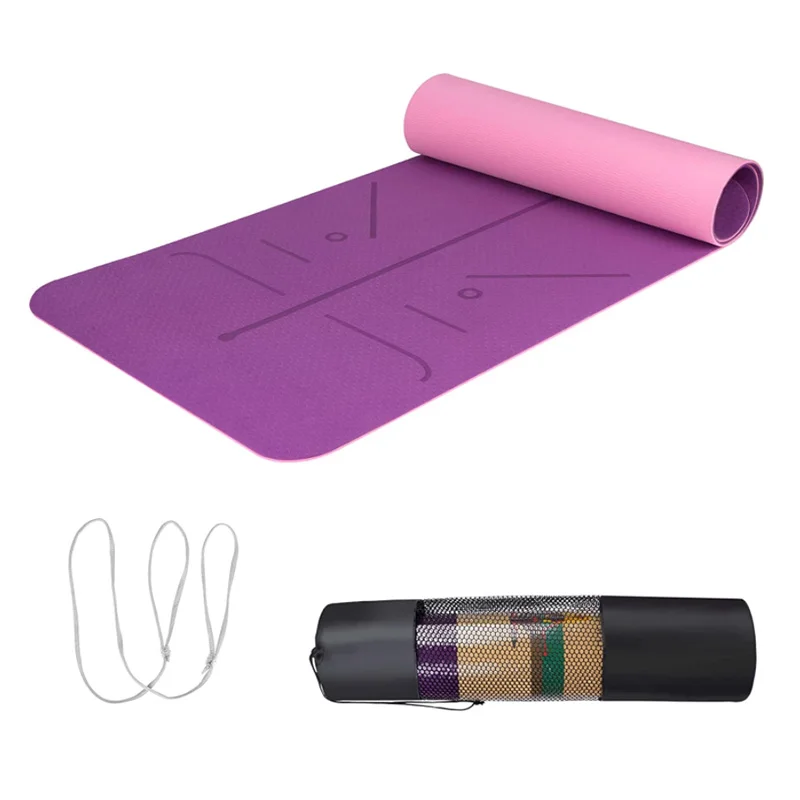 Custom Print Eco Yoga Mats Large 80cm Home Gym Exercise 8mm Foldable Yoga Mat TPE With Strap