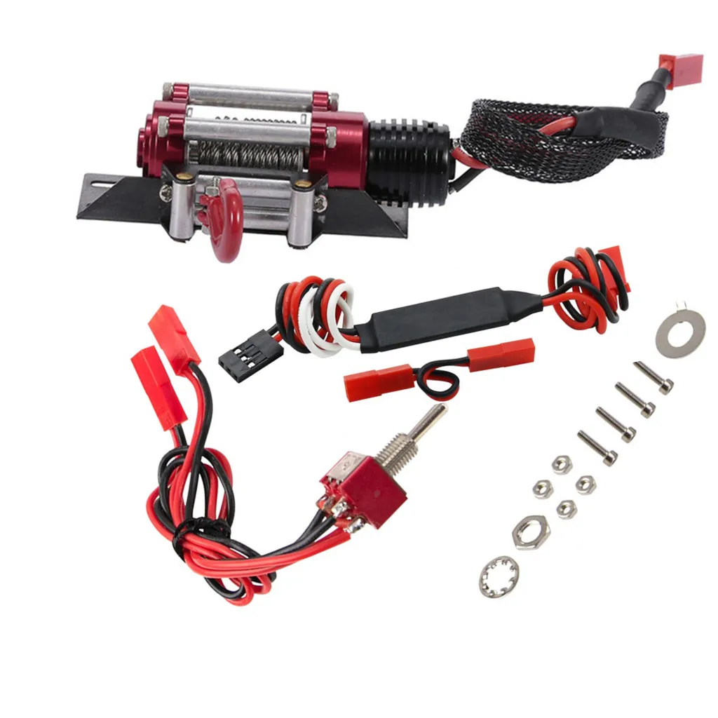RC Car Wired Automatic Simulated Winch with CH3 Connecting Line Manual Controller for 1:10 RC Crawler Car Axial SCX10  Upgrade