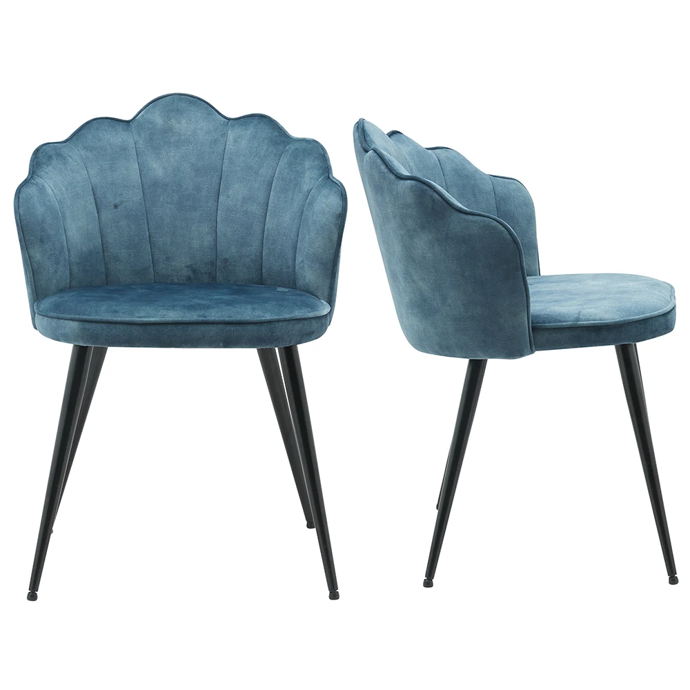 
Cheap modern design restaurant petal high back blue velvet dining chairs 