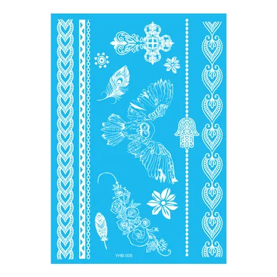 New Arrival  Fake White Tattoos Sticker Temporary Henna Metallic Tattoos or Women Men Kids Boys Girls Adults