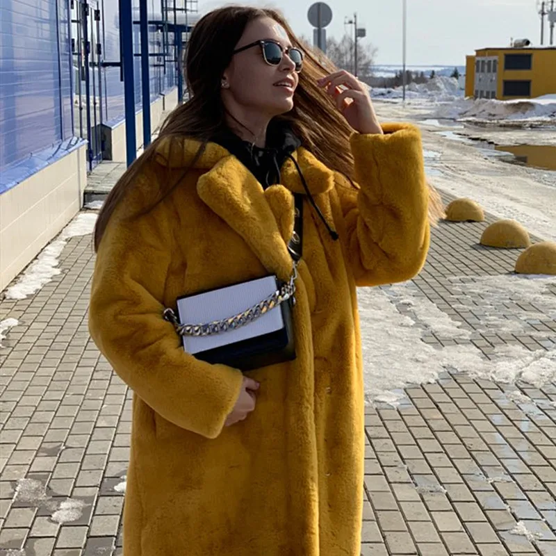  Теплая зимняя модная одежда большого размера Женское пальто из искусственного кроличьего