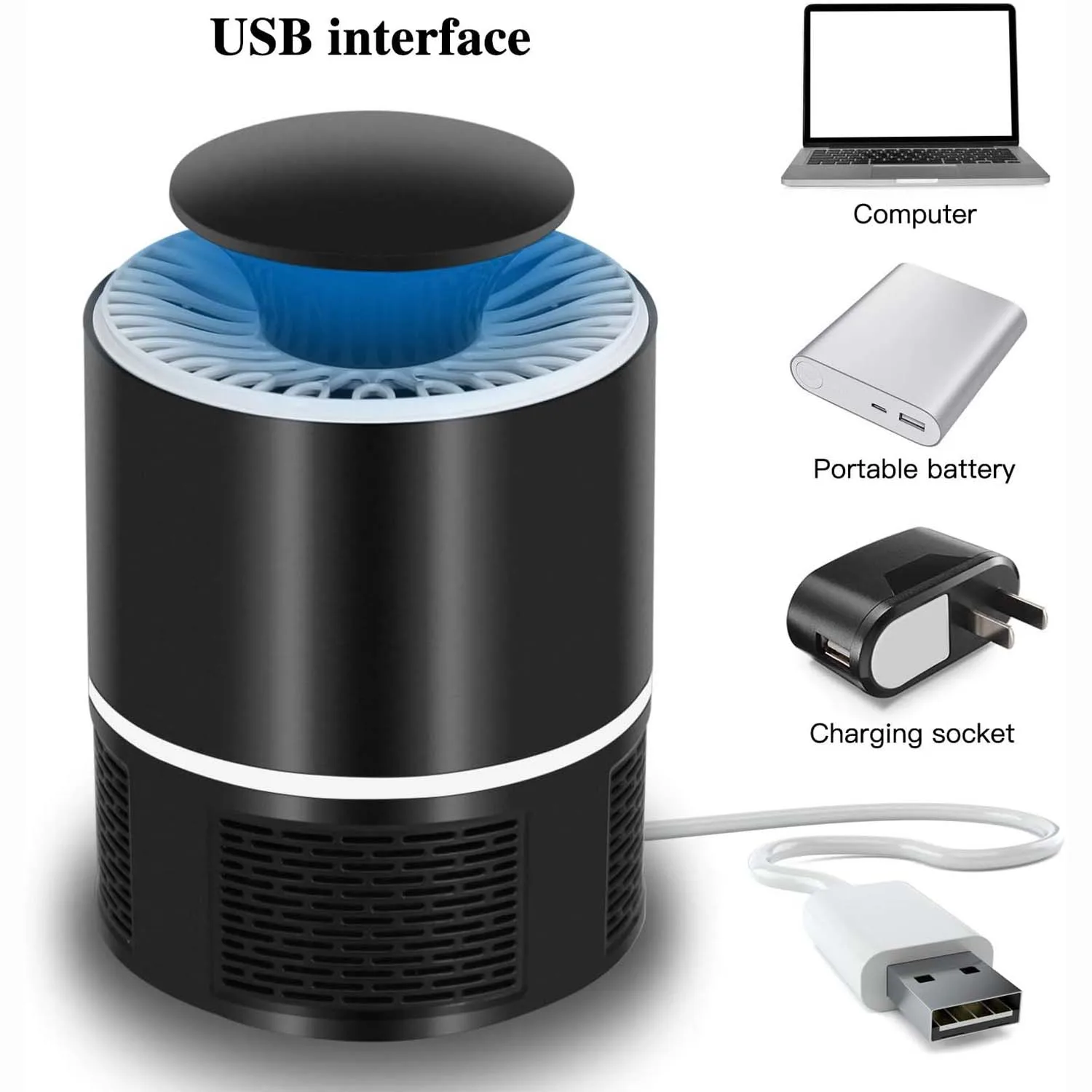 Электрическая ловушка для комаров USB УФ-лампа насекомых без шума излучения мух с ловушкой