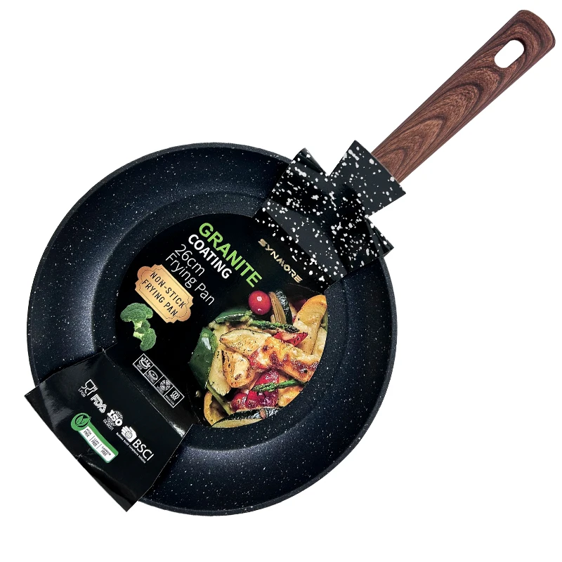 non stick round frying pan multiple sizes Induction Aluminum flat pan marble coating frying pan non stick