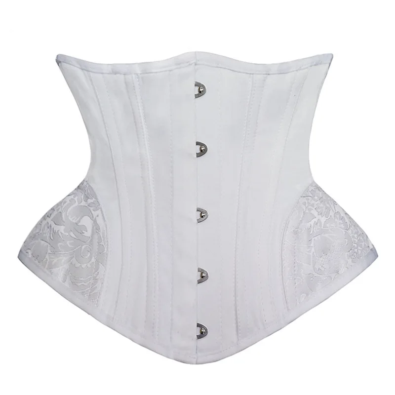 OEM Service Women Corset Waist Trainer With a Skinny Belt Lace up 14 Steel Bone Underbust Waist Cincher Sexy Black Gothic Satin