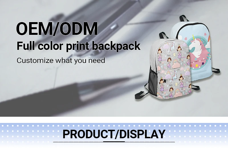 NO MOQ Custom Sublimation Full Color Print Anime Backpack Cute School Bags For Girls Boys