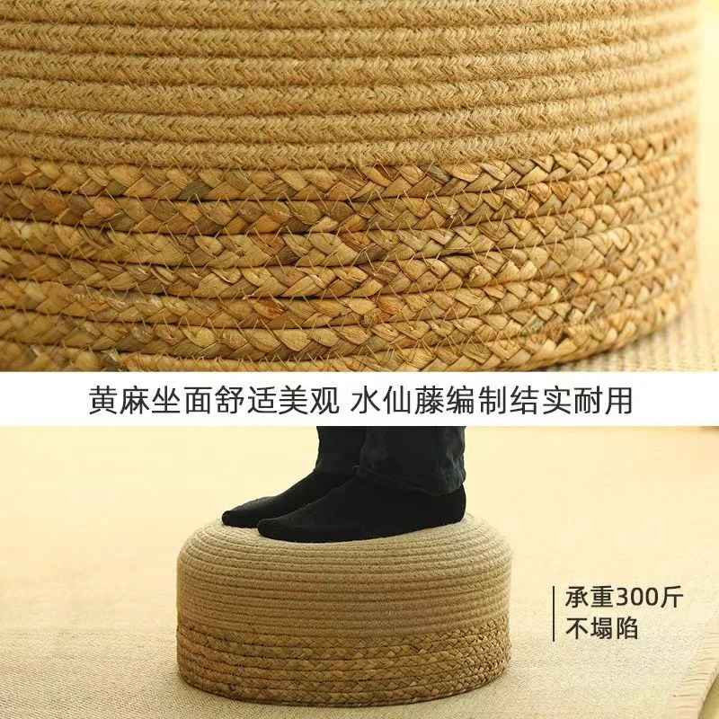 Hand braided woven water Hyacinth ottoman moroccan pouf stools ottomans with Top quality EPE sponge inner