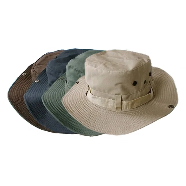 Classic wholesale cotton/polyester ripstop cowboy hats for hiking and fishing bucket hat wide bonnie hat with string