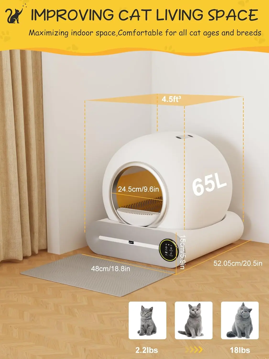 iPetDog Self-Cleaning Cat Toilet Electrical Automatic Deodorization Easy Clean Cat Litter Box