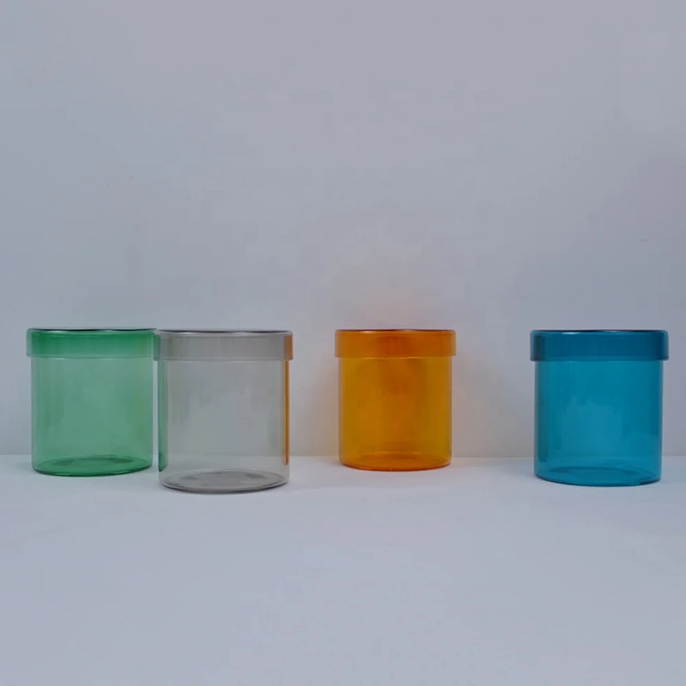 High borosilicate blue glass candle jars in bulk with lid