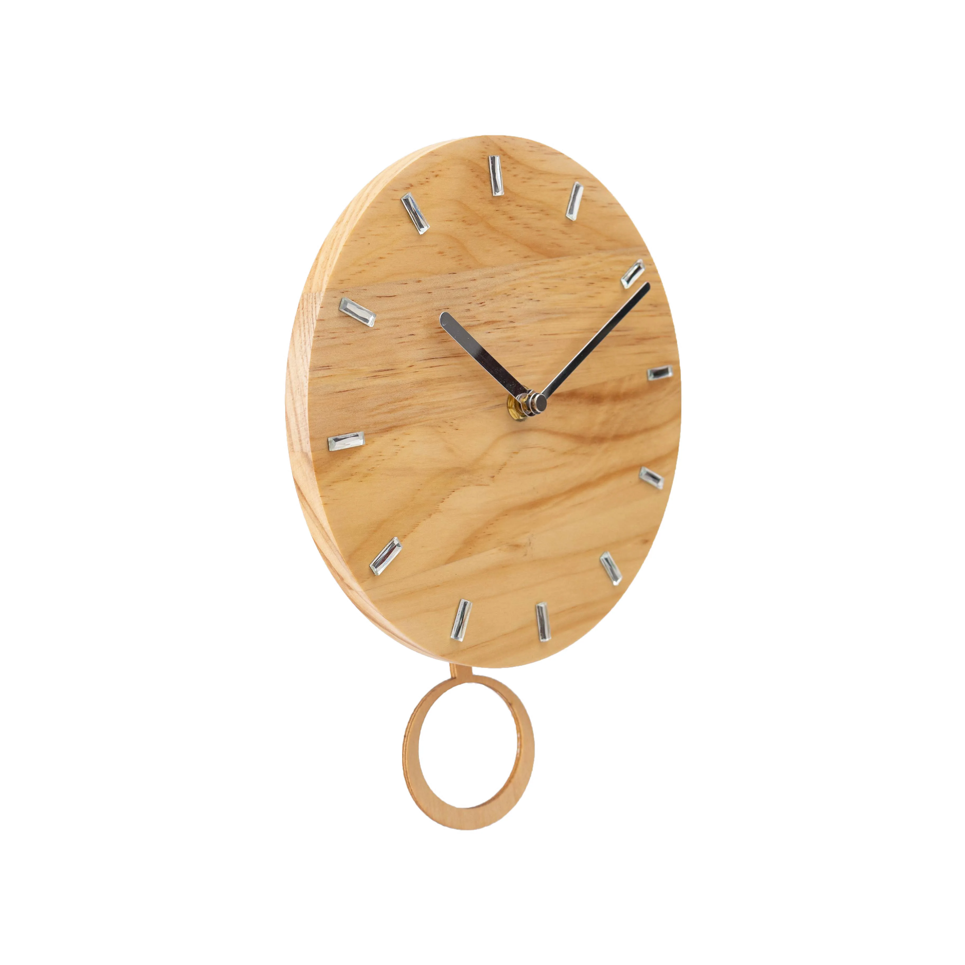 Pendulum wall clock gift clock home decor living room silent wooden wall clock with metal hands