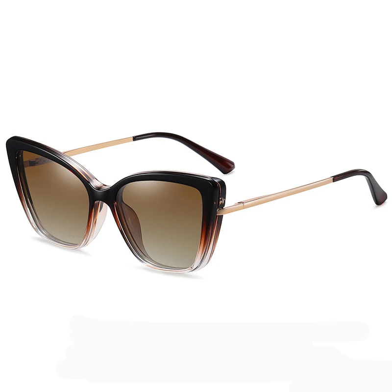 2022 New Fashion Optical Cat Eye Anti Radiation Blue Light Eyeglasses Frames Polarized Clip On Driving Sunglasses