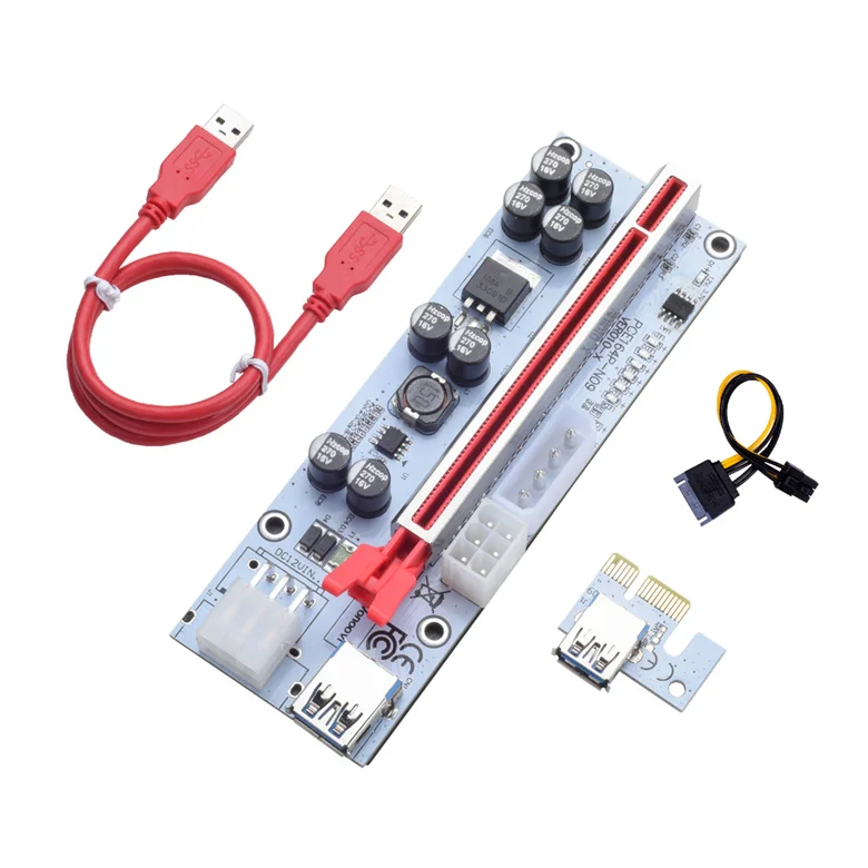 Переходник Ver 010-X PCIE x1 на x16 дополнительный USB 3 0 графическая карта Pcie переходник 010x 6 светодиодов для графической карты