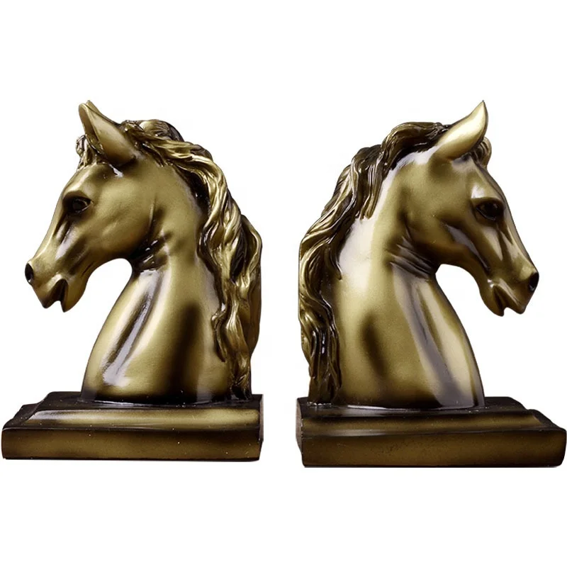 Retro Horse Head Bookend Resin Study Desktop Book Holder Office Decoration Book Stand Ornament Book Clip Support