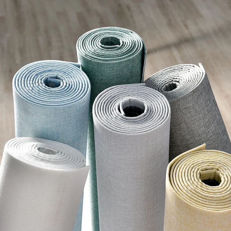 Self adhesive Line Texture  3D Foam Wallpaper Cloth Like Film Solid Color Wall decoration panels