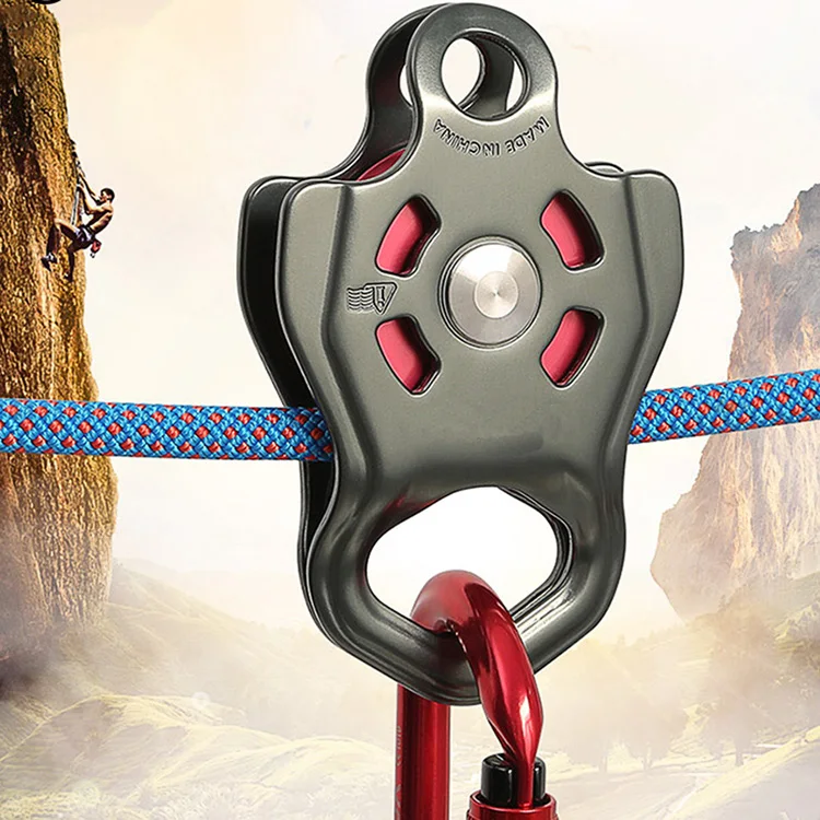 7075 Aluminium Large Single Rescue Traversing Lifting Climbing Pulley with Ball Bearing