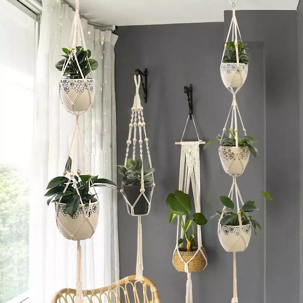 Macrame Plant Hanger Baskets Flower Pots Holder Balcony Plant Hanging Decoration Cotton Rope Hanger