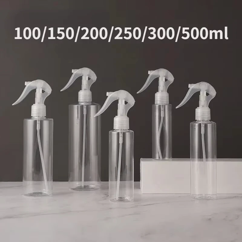 Wholesale PET Transparent Flat Shoulder Trigger Spray Bottle Multiple Specifications Empty Plastic Packaging Liquid Pump Sealing