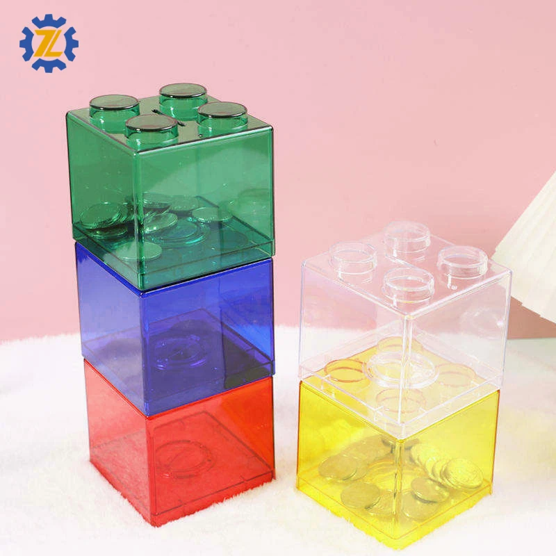 Wholesale Colorful Stacking Block Saving Coins Piggy Bank Plastic Lego Money Boxes for kids