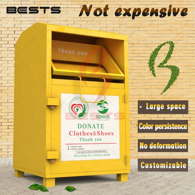 China metal steel outdoor street clothing donation bin recycling clothes box