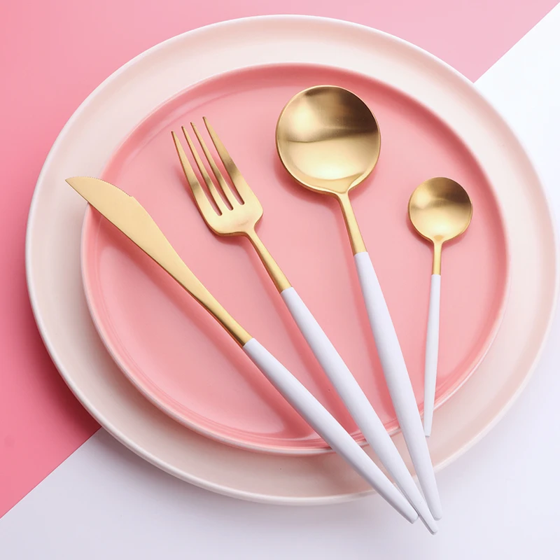 colorful fine dining cutlery stainless steel fork tableware set