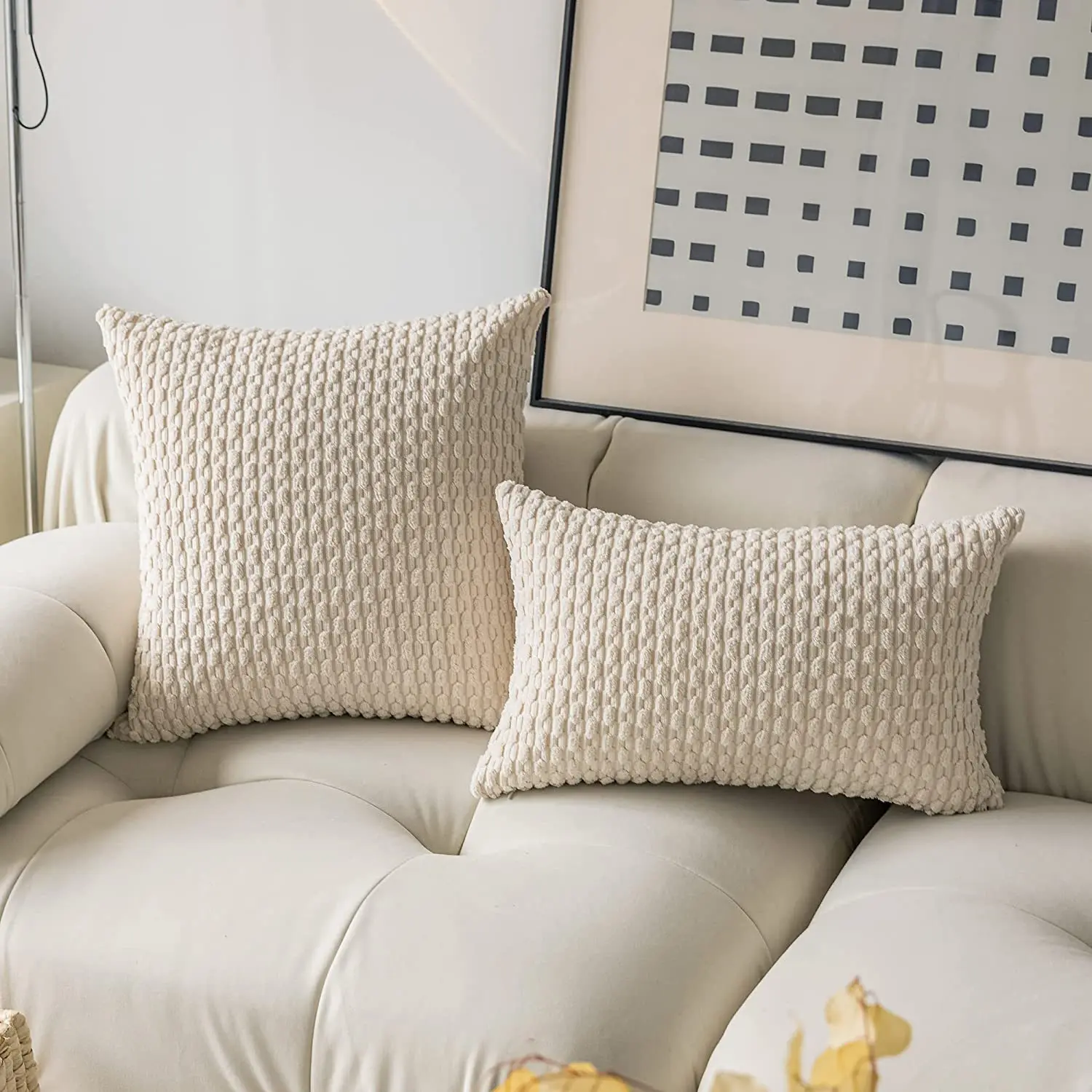 New Modern Decorative Luxury Soft Boho Striped Corduroy Plush Velvet Throw Pillow Case Cushion Cover Pillowcase