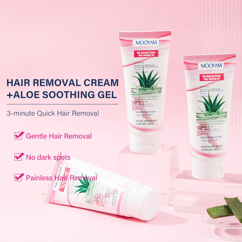Own Brand Natural Aloe Hair Removal Cream For Facial Body Arm Leg Abdomen For Women And Men Nourishing Gentle Hair Remover Cream