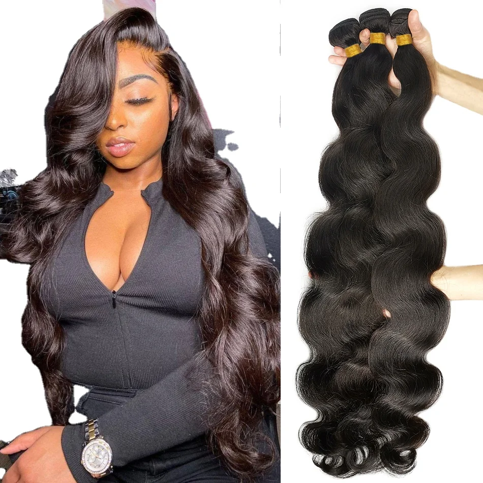 wholesaler human hair 26 inch bundle virgin brazilian hair bundles weaves synthetic luxury bone body wave hair bundle