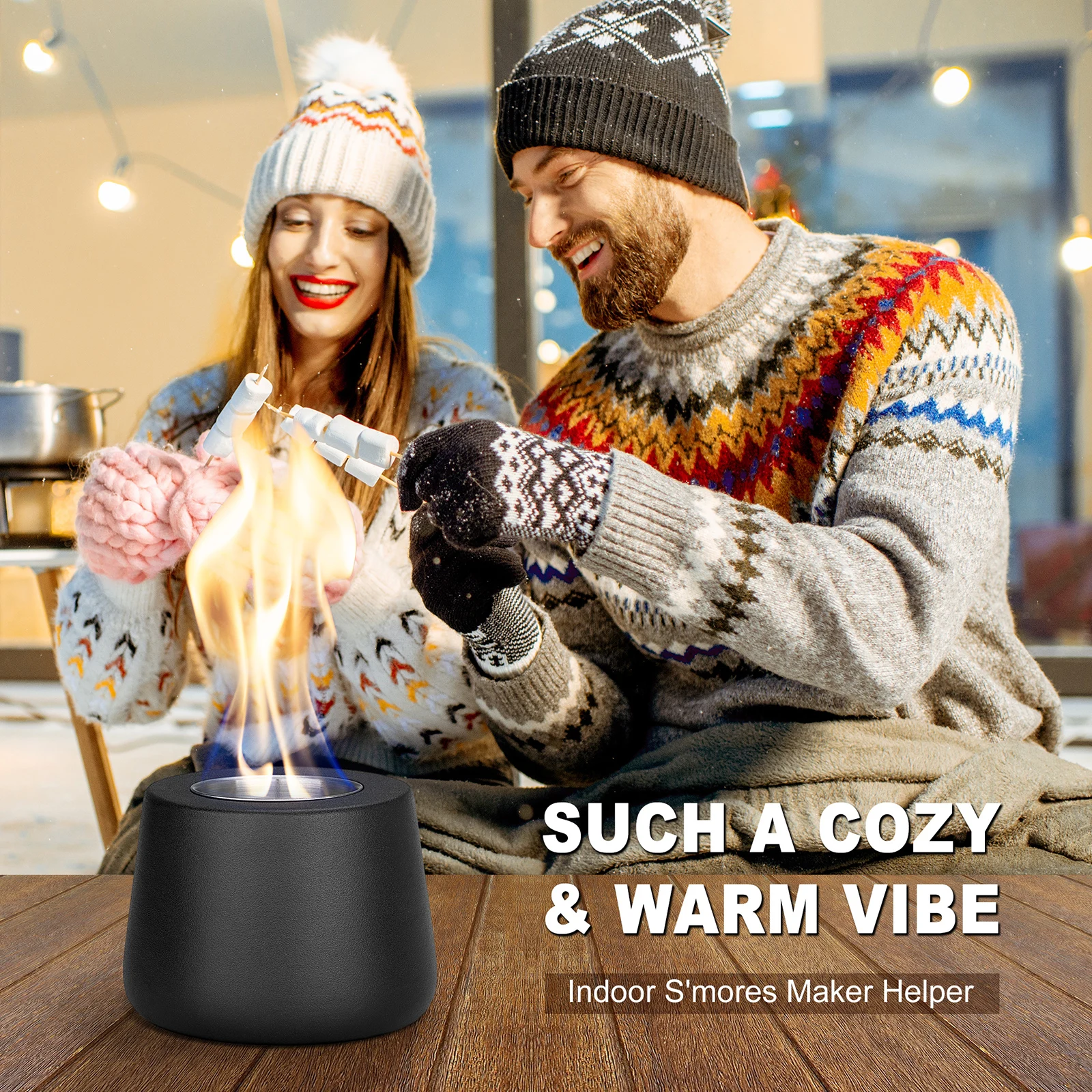 Modern Portable Mini Indoor Ceramic Steel Ethanol Propane Tabletop Fire Pit For Patio