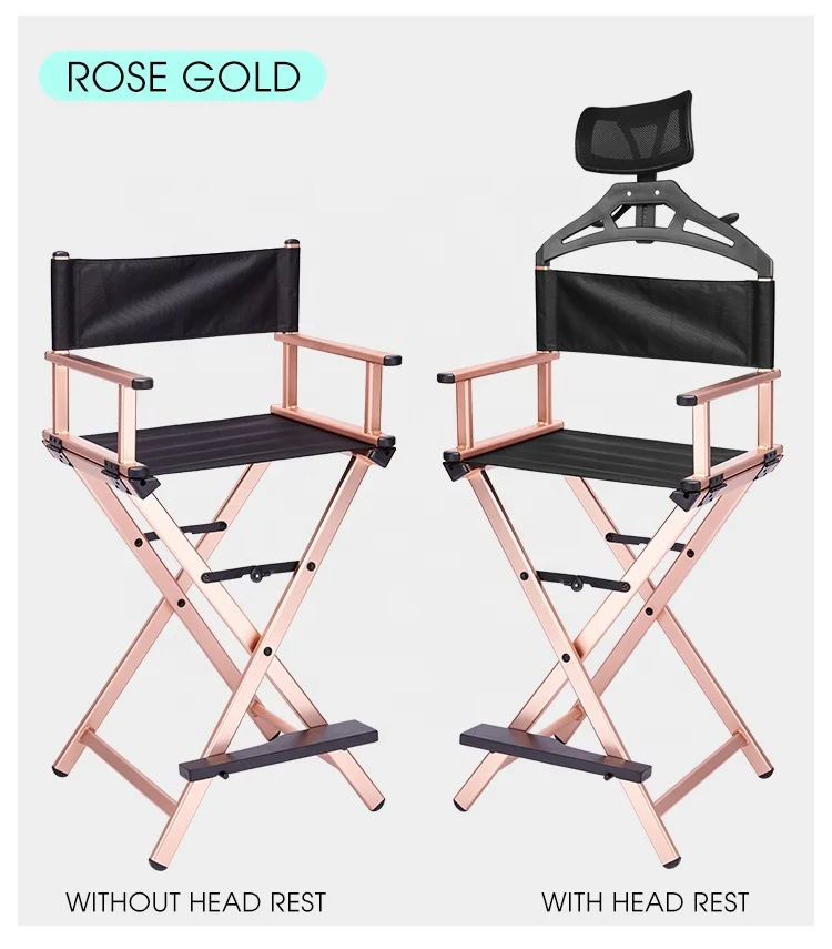 
Professional Makeup Artist Directors Chair Light Weight Foldable New Height Tall Folding with Replacement Cover Support 250 lbs 