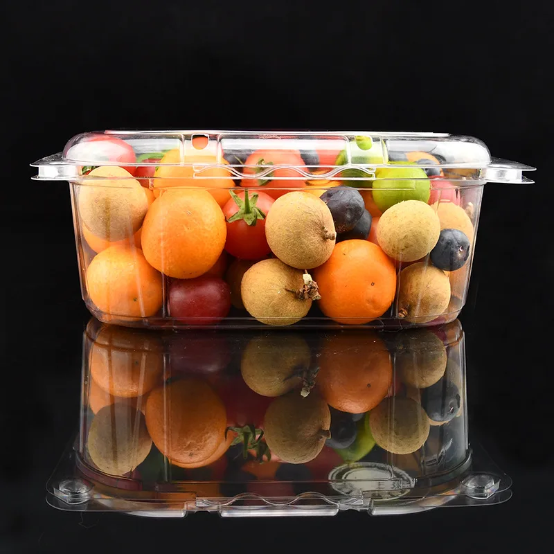 Wholesale transparent disposable fruit box food grade PET vegetable packaging box