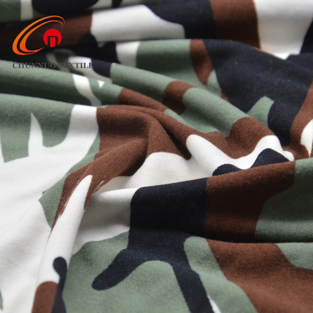 Shaoxing Chunnuo Textile Manufacturer Brushed Camouflage Lycra Fabric Printing