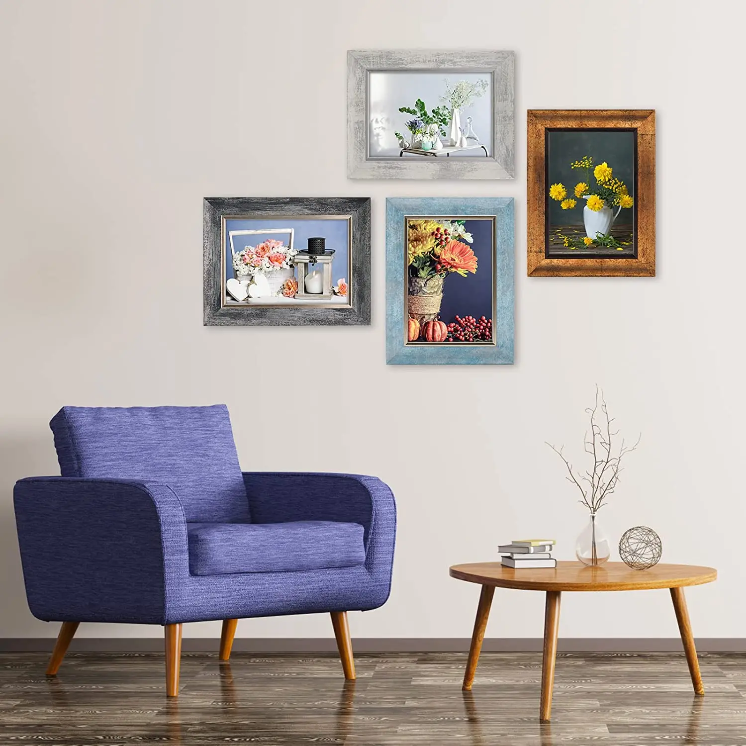 Rustic Style Retro Photo Frame with Tempered Glass Wall Mount and Tabletop Display Family Friends Wedding Gift Retro Photo Frame