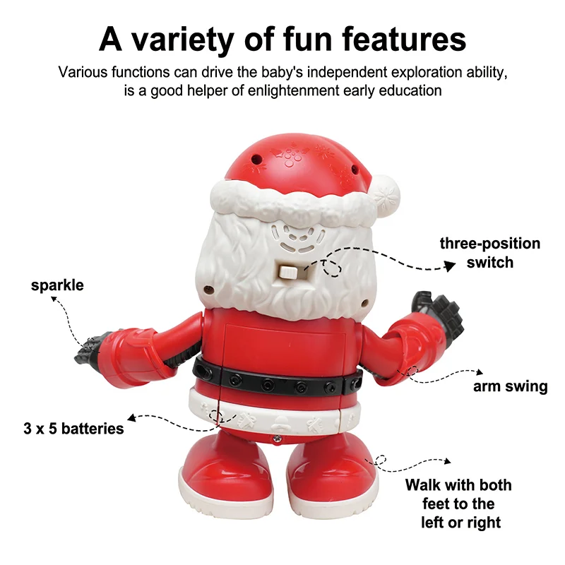 Christmas Musical Gift Toys Electric Dancing Walking Singing Santa Claus Toys for Kids