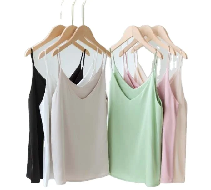 Wholesale fashion design sexy V neck silk feeling women camisole