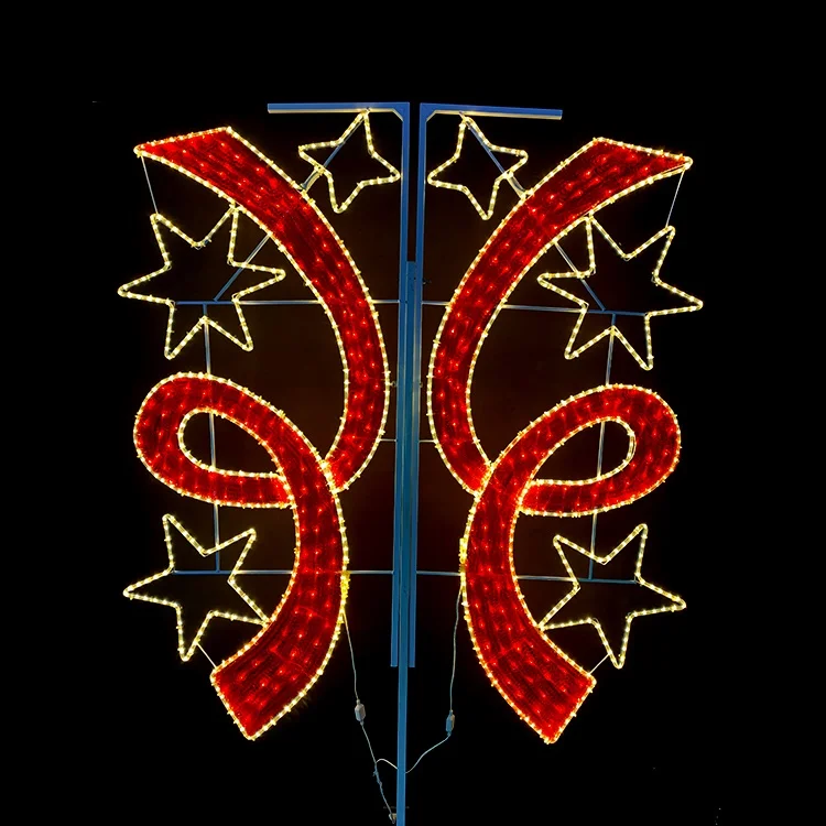 Outdoor Waterproof Holiday Decoration Street Pole Mounted LED Star Motif Lights